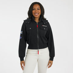 Buffalo Bills WEAR by Erin Andrews Women's Tri-Blend Patch Pocket Cropped Full-Zip Bomber Hoodie Jacket | NFL Near me