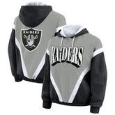 Las Vegas Raiders WEAR by Erin Andrews Women's Retro Crinkle Full-Zip Hoodie Windbreaker | NFL Near me