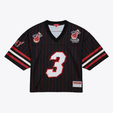 Black Dwyane Wade Miami Heat x DANNIJO Women's Cropped Football Fashion Jersey | NBA