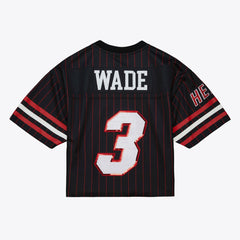 Black Dwyane Wade Miami Heat x DANNIJO Women's Cropped Football Fashion Jersey | NBA
