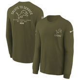 Detroit Lions Youth 2025 Salute to Service Sideline Long Sleeve T-Shirt | NFL Hot