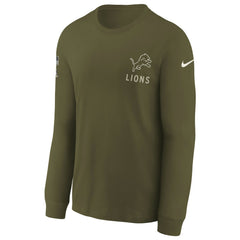 Detroit Lions Youth 2025 Salute to Service Sideline Long Sleeve T-Shirt | NFL Hot