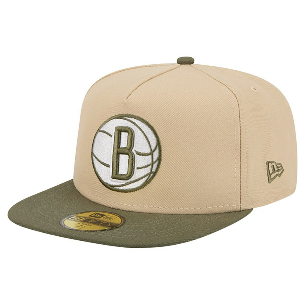 Tan Brooklyn Nets Color Pack Two-Tone 59FIFTY A-Frame Fitted Hat | NBA