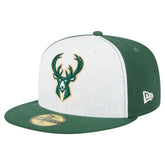 White/Hunter Green Milwaukee Bucks Repeat 59Fifty Fitted Hat | NBA