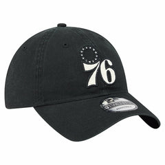 Black Philadelphia 76ers Stamp Fabric Applique 9TWENTY Adjustable Hat | NBA