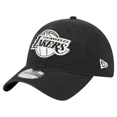 Black Los Angeles Lakers Stamp Fabric Applique 9TWENTY Adjustable Hat | NBA