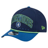Navy Minnesota Timberwolves Bold Arch COOLERA 9FORTY A-Frame M-Crown Adjustable Hat | NBA