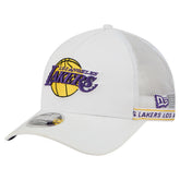 White Los Angeles Lakers Featherweight Team Tape 9FORTY M-Crown A-Frame Adjustable Hat | NBA