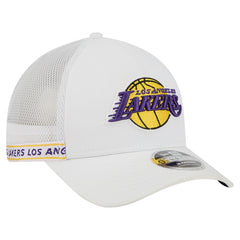 White Los Angeles Lakers Featherweight Team Tape 9FORTY M-Crown A-Frame Adjustable Hat | NBA