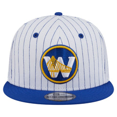 White Golden State Warriors Deceptor Pinstripe 9FIFTY Snapback Hat sale | NBA