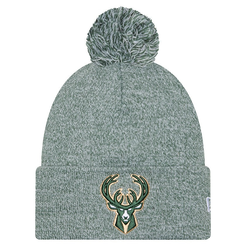 Hunter Green Milwaukee Bucks Marled Cuffed Knit Hat with Pom | NBA