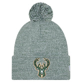 Hunter Green Milwaukee Bucks Marled Cuffed Knit Hat with Pom | NBA