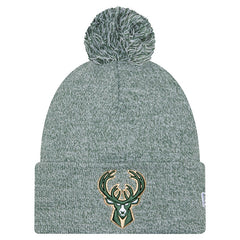 Hunter Green Milwaukee Bucks Marled Cuffed Knit Hat with Pom | NBA