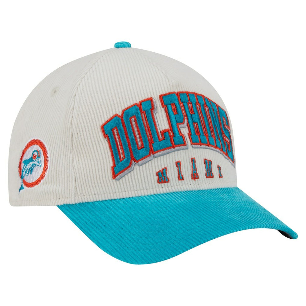 Miami Dolphins Throwback Two-Tone Sided Corduroy 9FORTY A-Frame Adjustable Hat | NFL Outlet