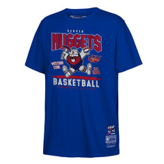 Royal Denver Nuggets Youth Retro Mascot Script T-Shirt sale | NBA
