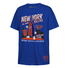 Blue New York Knicks Youth Retro Mascot Script T-Shirt | NBA