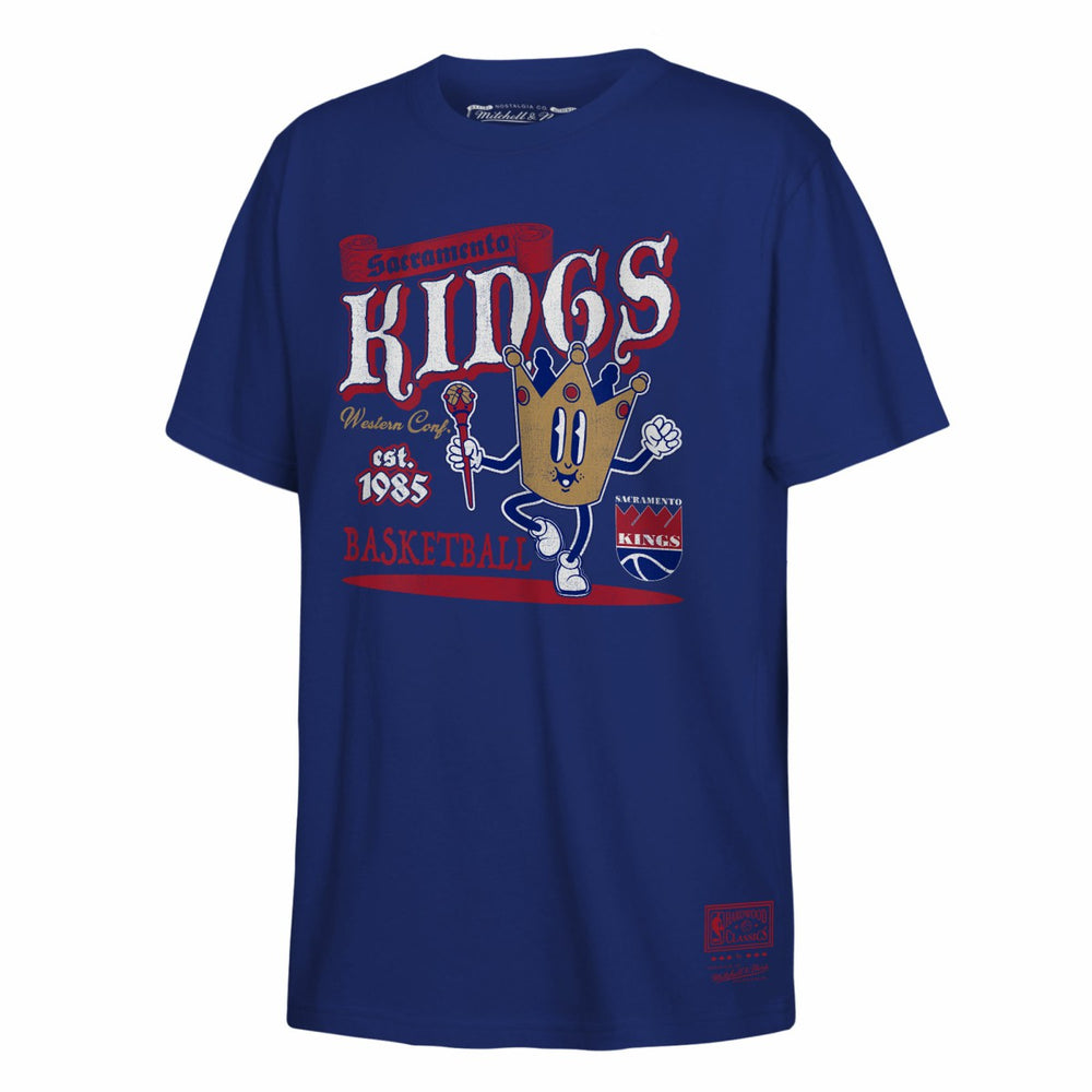 Royal Sacramento Kings Youth Retro Mascot Script T-Shirt | NBA