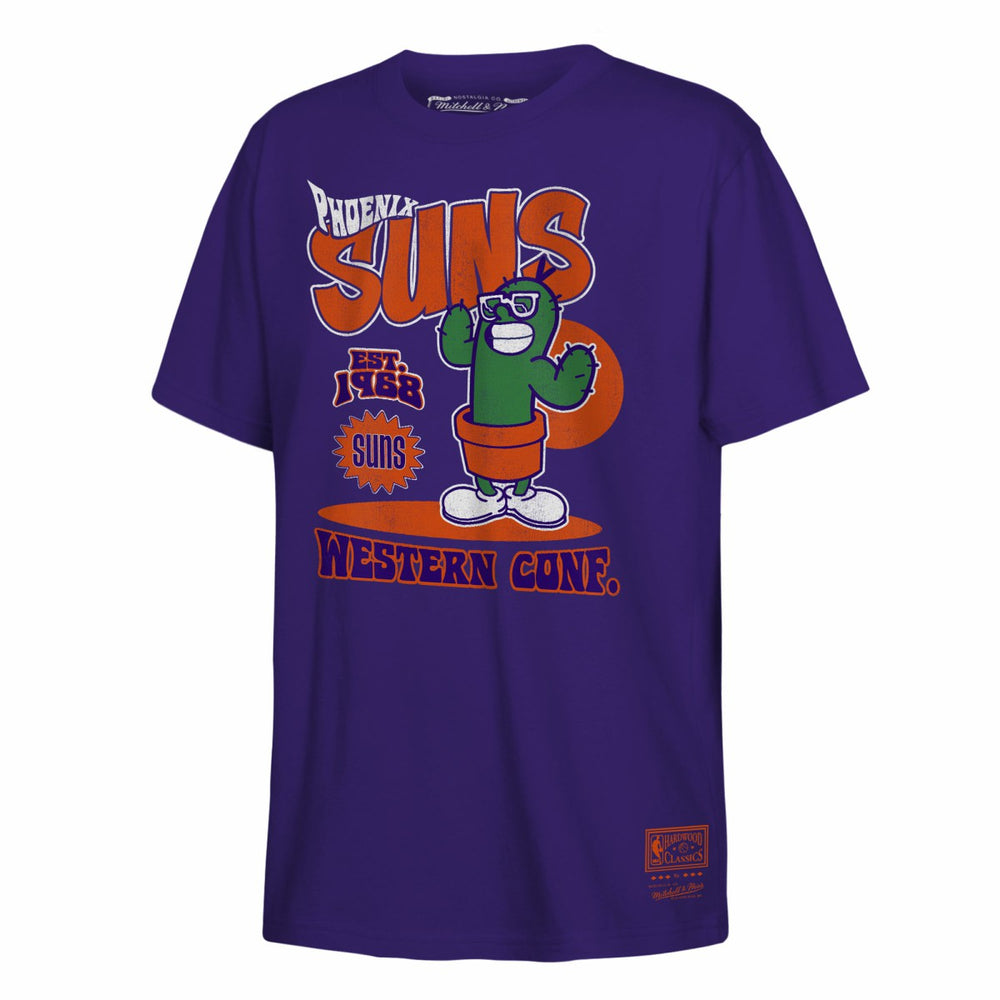 Purple Phoenix Suns Youth Retro Mascot Script T-Shirt | NBA