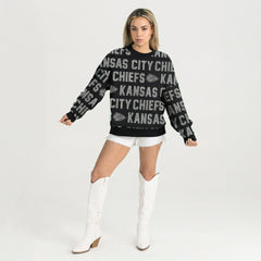 Kansas City Chiefs Gameday Couture Women's Oversized Hype Era Rhinestone Text Sweatshirt | NFL Outlet