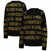 Minnesota Vikings Gameday Couture Women's Oversized Hype Era Rhinestone Text Sweatshirt | NFL Outlet