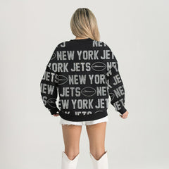 New York Jets Gameday Couture Women's Oversized Hype Era Rhinestone Text Sweatshirt | NFL Online