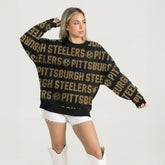 Pittsburgh Steelers Gameday Couture Women's Oversized Hype Era Rhinestone Text Sweatshirt | NFL Sale