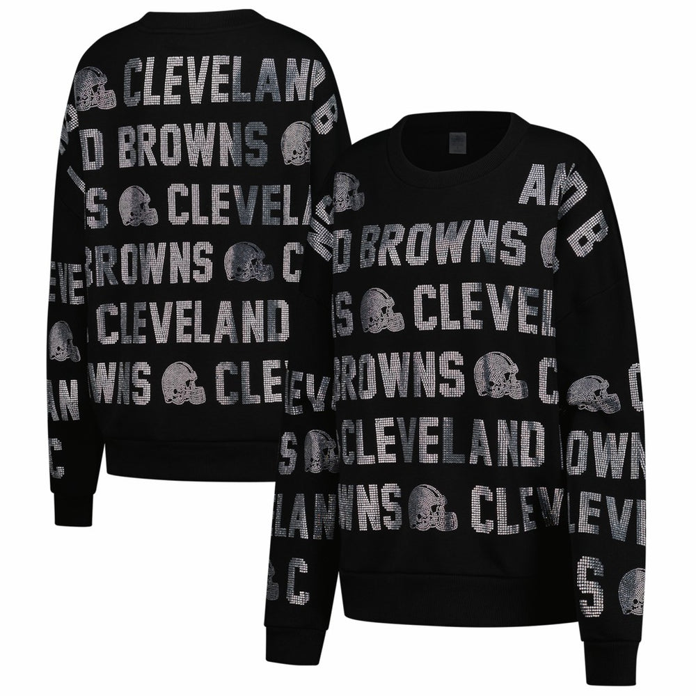 Cleveland Browns Gameday Couture Women's Oversized Hype Era Rhinestone Text Sweatshirt | NFL US