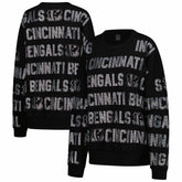 Cincinnati Bengals Gameday Couture Women's Oversized Hype Era Rhinestone Text Sweatshirt | NFL New