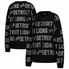 Detroit Lions Gameday Couture Women's Oversized Hype Era Rhinestone Text Sweatshirt | NFL New