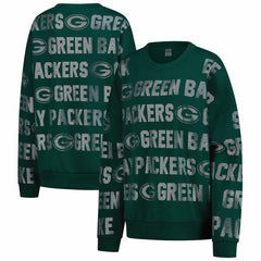 Green Bay Packers Gameday Couture Women's Oversized Hype Era Rhinestone Text Sweatshirt | NFL New