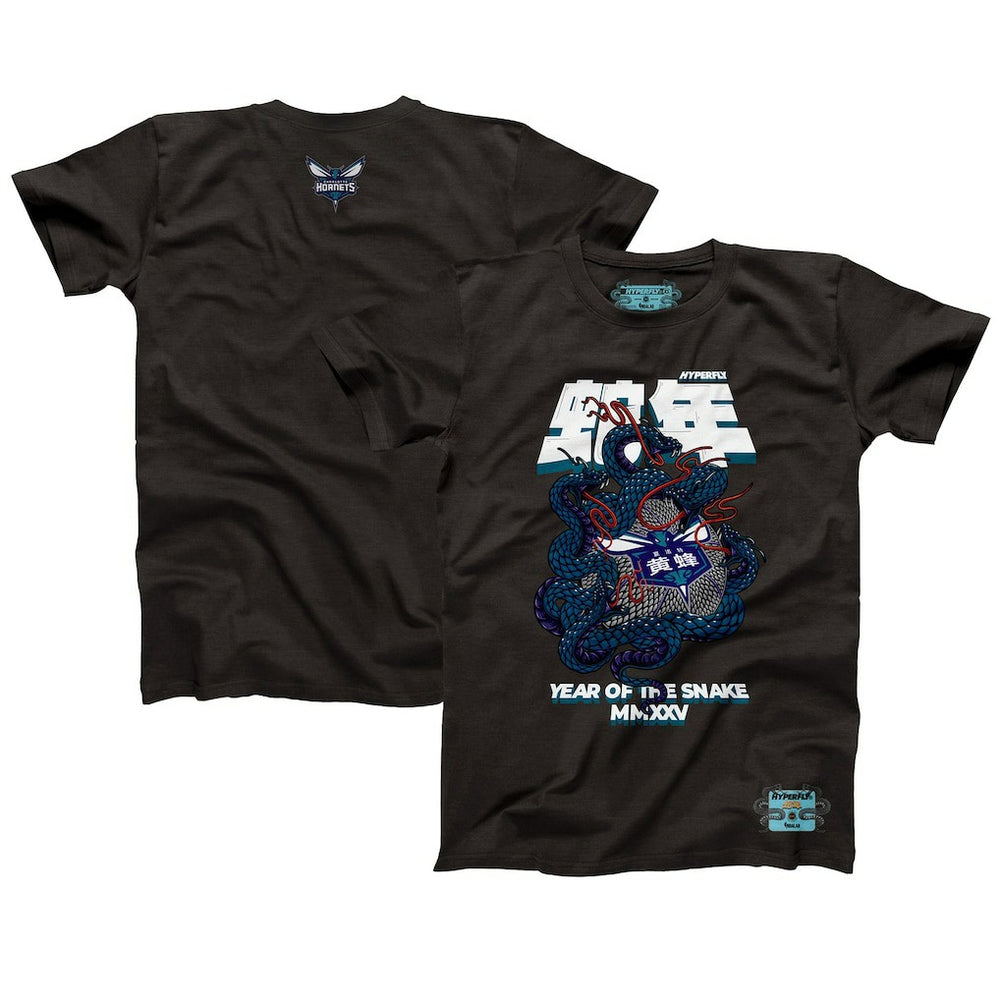 Heather Black Charlotte Hornets NBALab x Hyperfly Unisex Year of the Snake Lunar New Year Collection T-Shirt | NBA