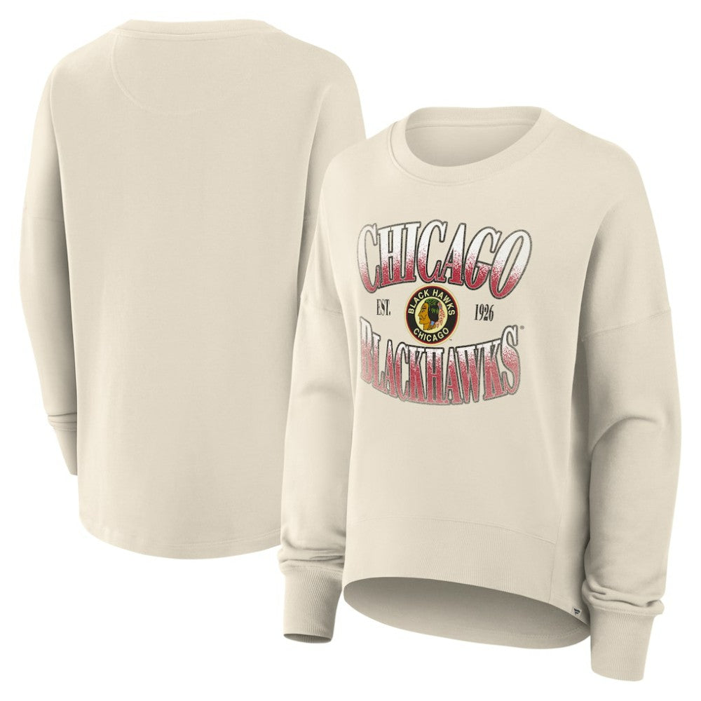 Chicago Blackhawks Fanatics Women's Oversized Vintage Slice Pullover Sweatshirt - NHL Sweatshirts