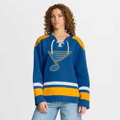 St. Louis Blues Fanatics Women's Icing Long Sleeve Lace Up Sweatshirt - NHL Sweatshirts