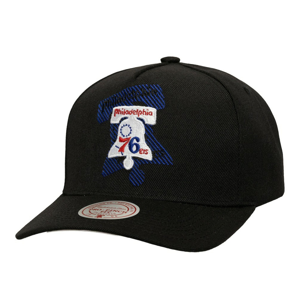 Black Philadelphia 76ers Tilted Pro Pinch Adjustable Hat | NBA