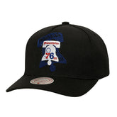 Black Philadelphia 76ers Tilted Pro Pinch Adjustable Hat | NBA