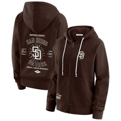 San Diego Padres WEAR by Erin Andrews Women's Vintage Full-Zip Raglan Hoodie - MLB Hoodies