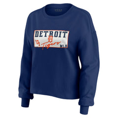 Detroit Tigers WEAR by Erin Andrews Women's Heavy Rugby Jersey Cropped Long Sleeve T-Shirt & Shorts Lounge Set - MLB Jerseys