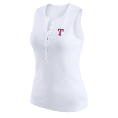 Texas Rangers WEAR by Erin Andrews Women's Rib-Knit Henley Tank Top - MLB Tanks