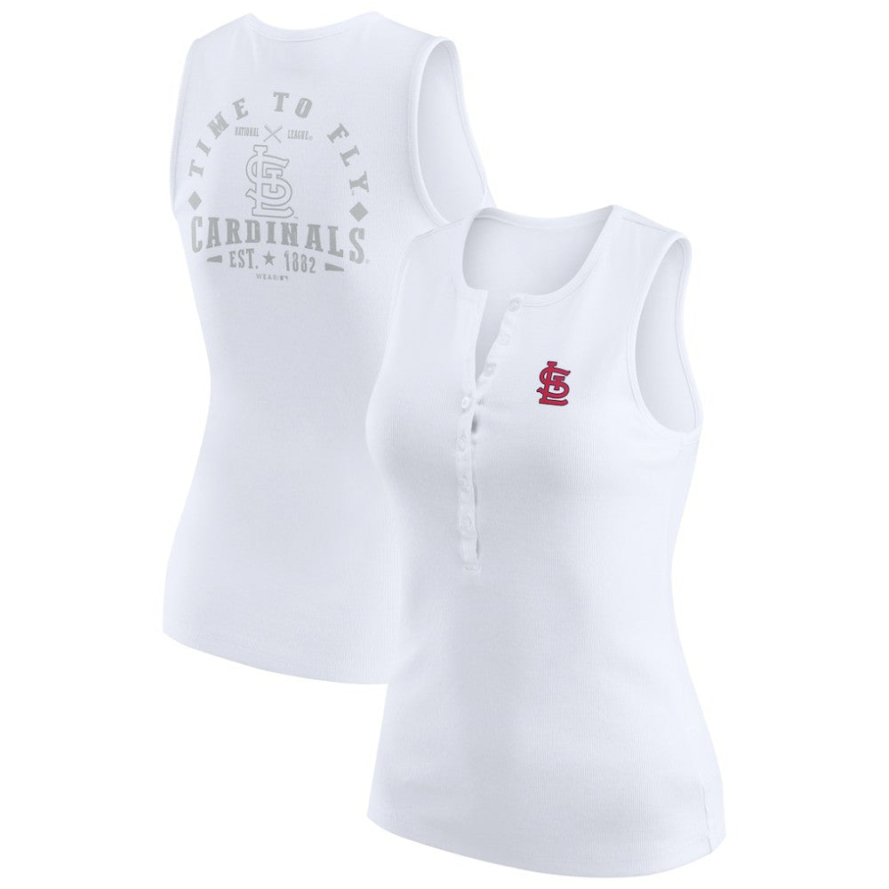 St. Louis Cardinals WEAR by Erin Andrews Women's Rib-Knit Henley Tank Top - MLB Tanks
