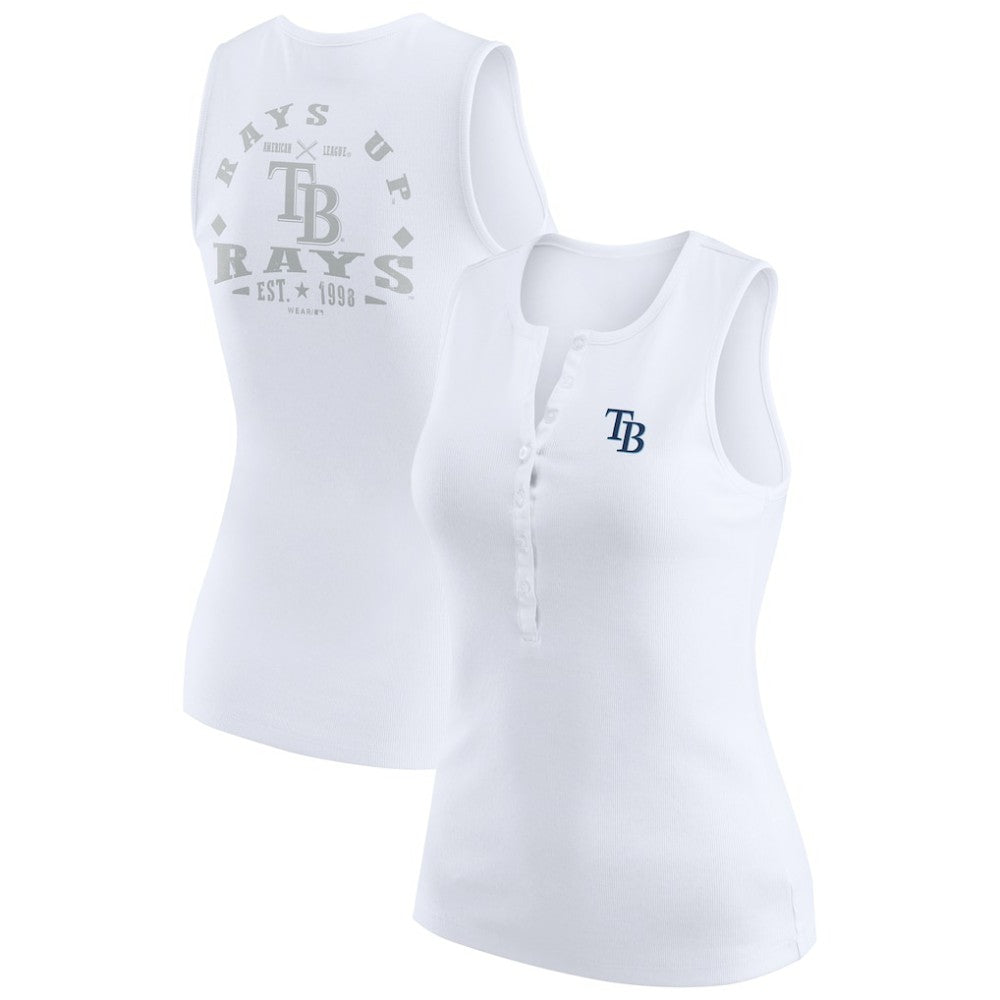 Tampa Bay Rays WEAR by Erin Andrews Women's Rib-Knit Henley Tank Top - MLB Tanks