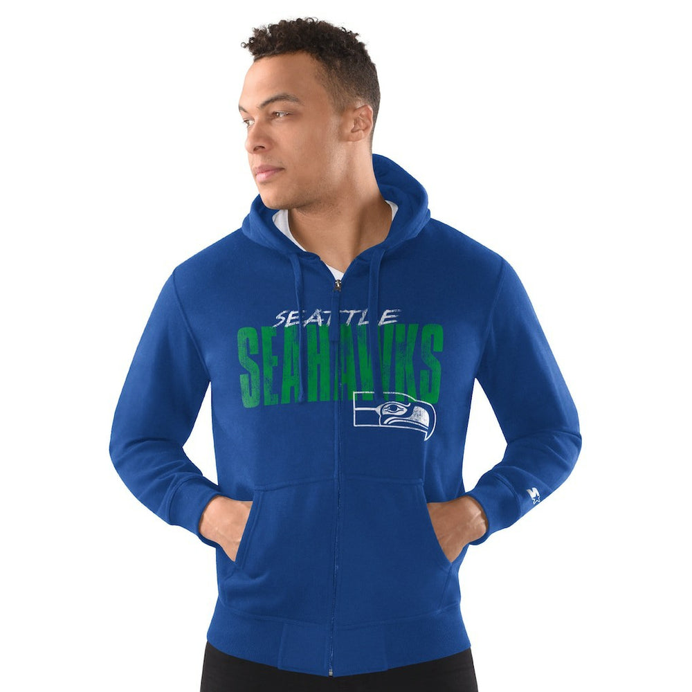 Seattle Seahawks Starter Distressed Classic Full-Zip Hoodie | NFL Outlet