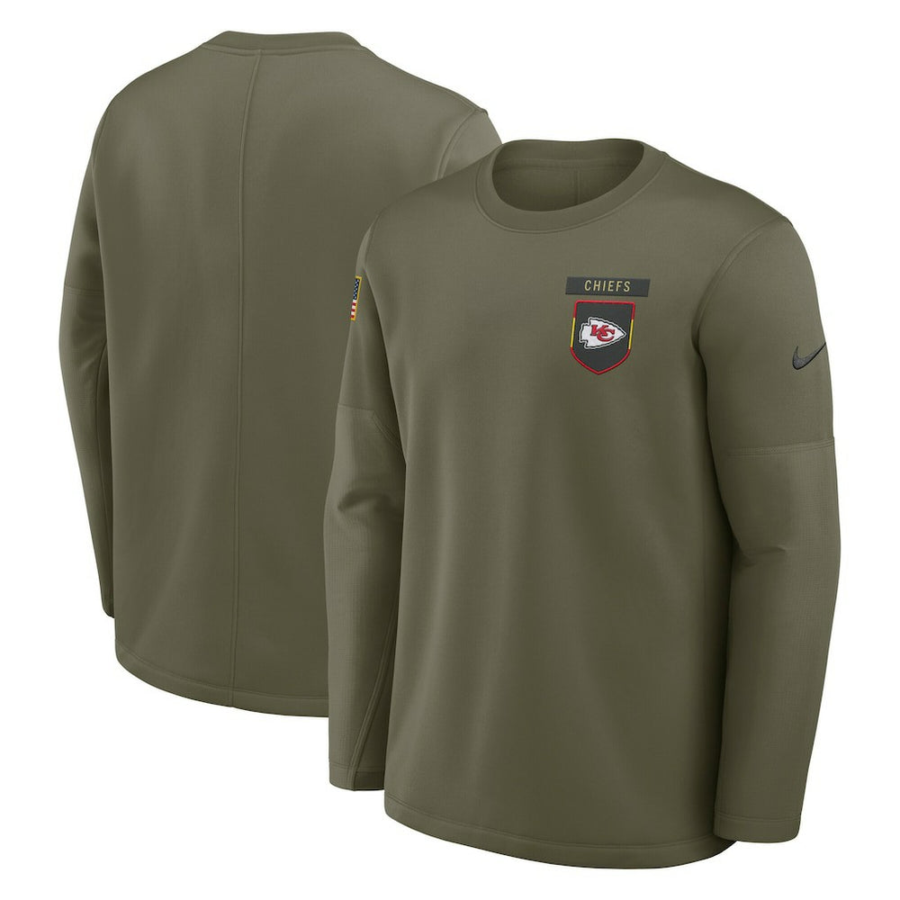 Kansas City Chiefs 2025 Salute to Service Sideline Coaches Therma-FIT Long Sleeve Shirt | NFL Hot