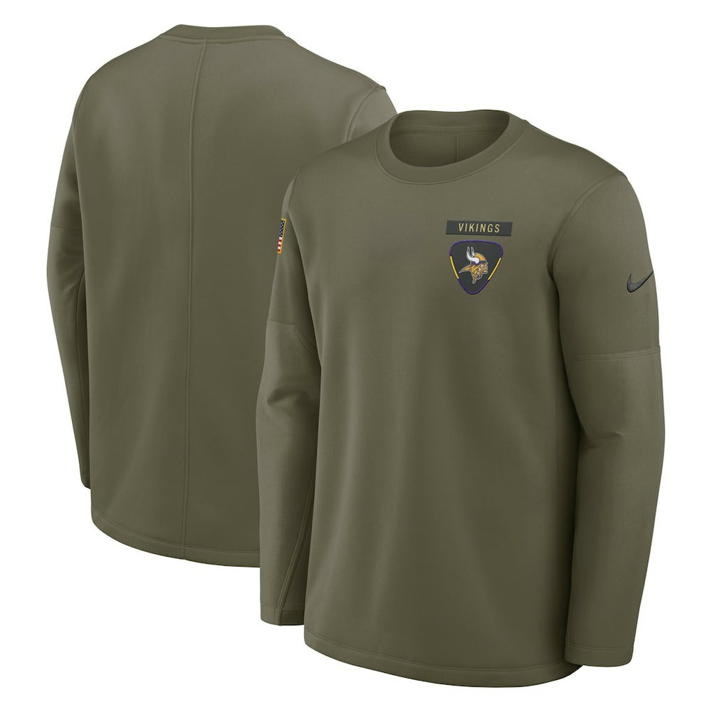 Minnesota Vikings 2025 Salute to Service Sideline Coaches Therma-FIT Long Sleeve Shirt | NFL Discount