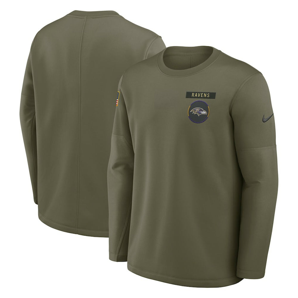 Baltimore Ravens 2025 Salute to Service Sideline Coaches Therma-FIT Long Sleeve Shirt | NFL Hot