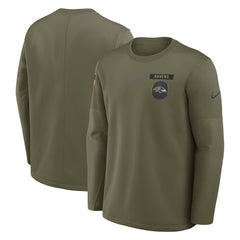 Baltimore Ravens 2025 Salute to Service Sideline Coaches Therma-FIT Long Sleeve Shirt | NFL Hot