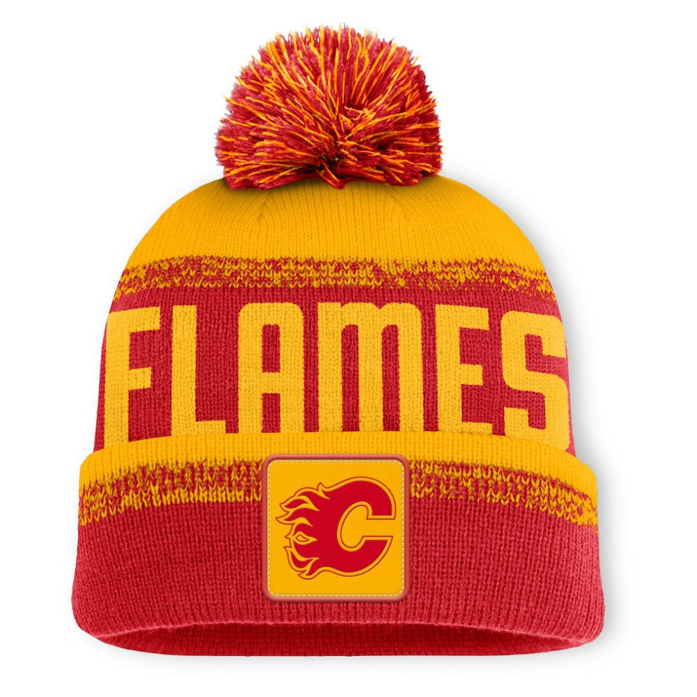 Calgary Flames Fanatics Fundamentals Thrive Cuffed Knit Hat with Pom - NHL Hats