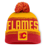 Calgary Flames Fanatics Fundamentals Thrive Cuffed Knit Hat with Pom - NHL Hats