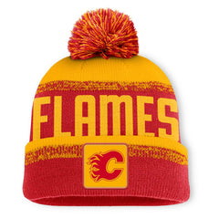 Calgary Flames Fanatics Fundamentals Thrive Cuffed Knit Hat with Pom - NHL Hats