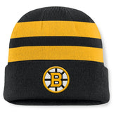 Boston Bruins Fanatics Fundamental Swipe Stripe Cuffed Knit Hat - NHL Hats