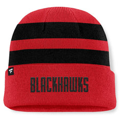 Chicago Blackhawks Fanatics Fundamental Swipe Stripe Cuffed Knit Hat - NHL Hats